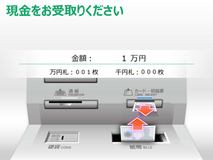 ATMから現金が出てくる