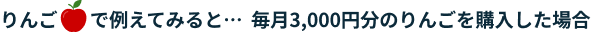 りんごで例えてみると…毎月3,000円分のりんごを購入した場合