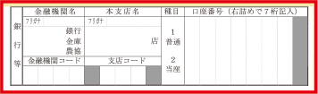 「店名・預金・口座番号(７桁) 」欄がある申込用紙の場合