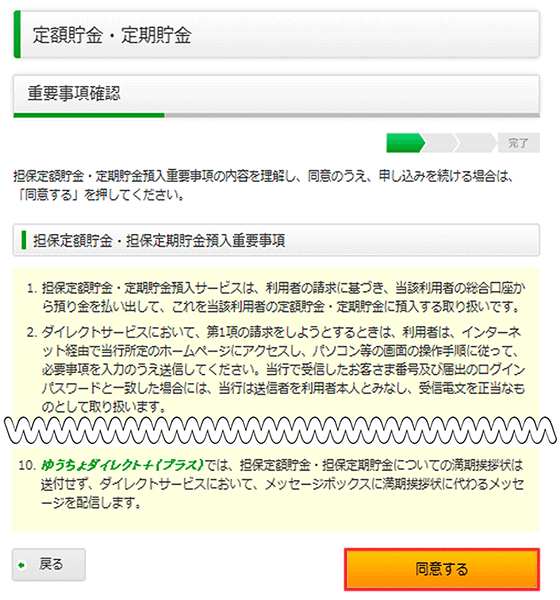 スクリーンショット：重要事項確認画面