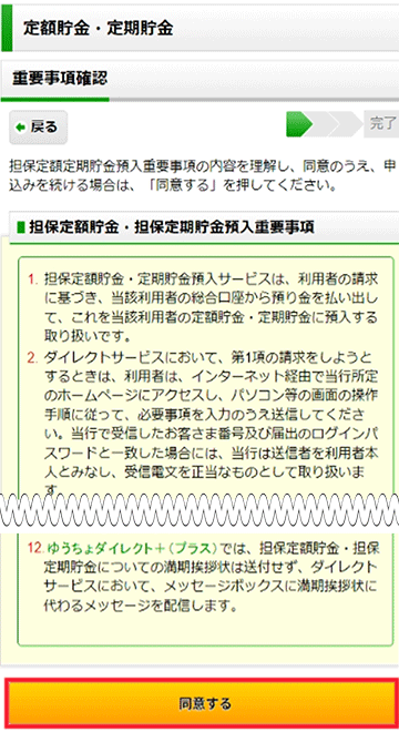 スクリーンショット：重要事項確認画面