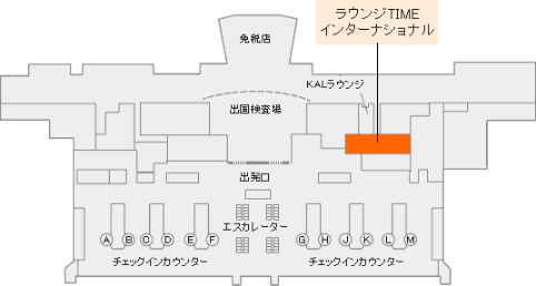 福岡空港　ラウンジTIMEインターナショナル地図