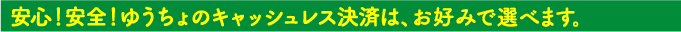 安心!安全!ゆうちょのキャッシュレス決済は、お好みで選べます。