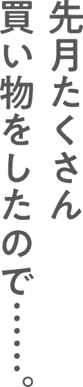 先月たくさん買い物をしたので……
